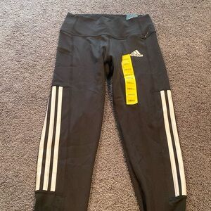 Adidas high rise 7/8 leggings with white stripe TAGS ON
